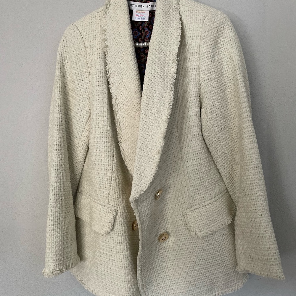 Gretchen Scott Cream Woven Blazer - Picture 1 of 10